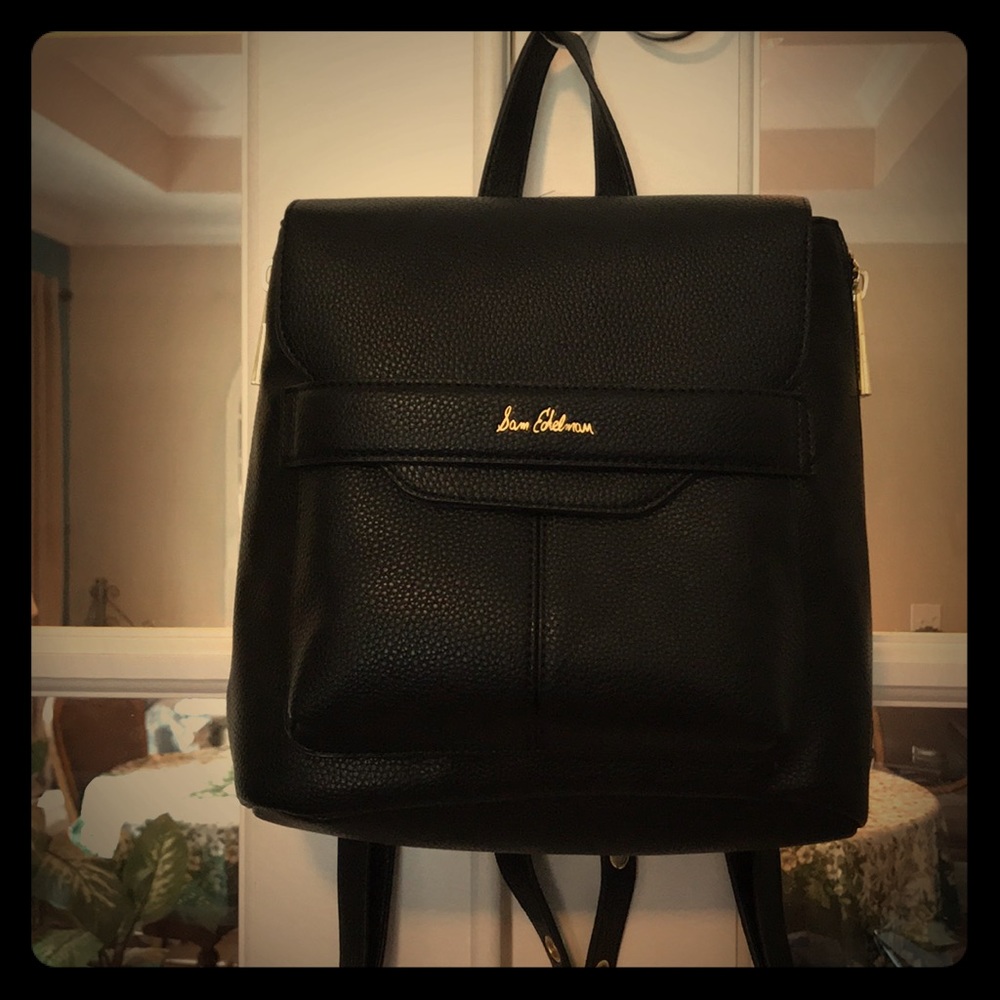 🆕 Sam Edelman Black Pebbled Leather Backpack